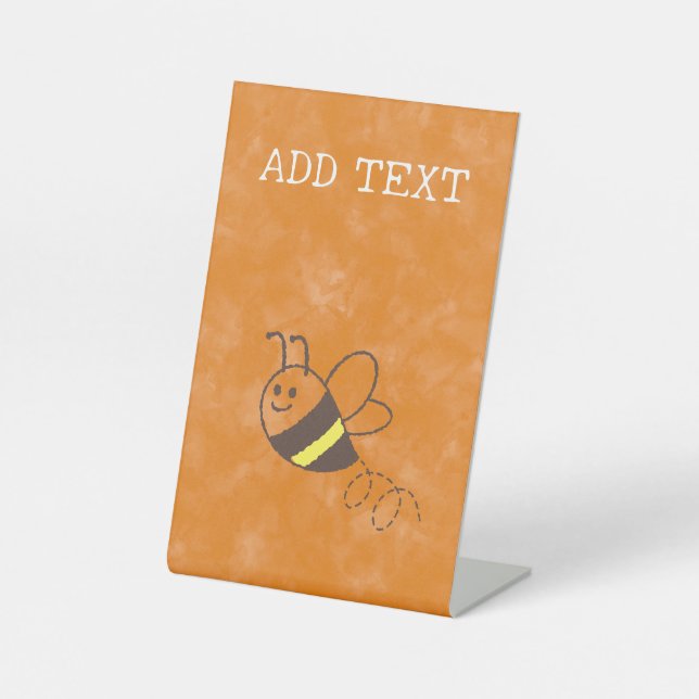 Cute Little Bee Flying Watercolor Baby Shower Pedestal Sign (Front)