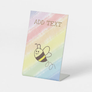 Cute Little Bee Flying Watercolor Baby Shower Pedestal Sign