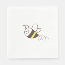 Cute Little Bee Flying White Baby Shower
