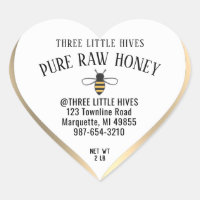 Cute Little Bee Honey Label Gold Gradient Border