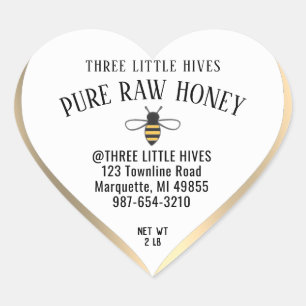 Cute Little Bee Honey Label Gold Gradient Border