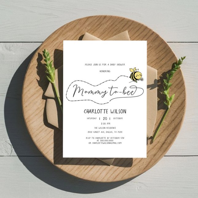 Cute Little Bee Mummy To Bee Baby Shower Invitation (Creator Uploaded)
