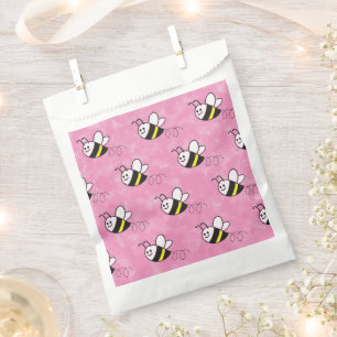 Cute Little Bee Pattern Watercolor Baby Shower Favour Bags