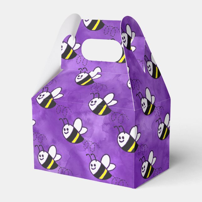 Cute Little Bee Pattern Watercolor Baby Shower  Favour Box (Front Side)