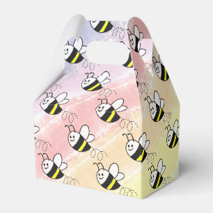 Cute Little Bee Pattern Watercolor Baby Shower Favour Box