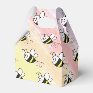 Cute Little Bee Pattern Watercolor Baby Shower Favour Box