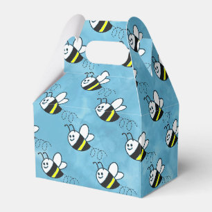 Cute Little Bee Pattern Watercolor Baby Shower Favour Box