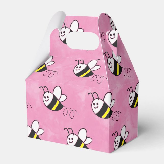 Cute Little Bee Pattern Watercolor Baby Shower Favour Box (Front Side)