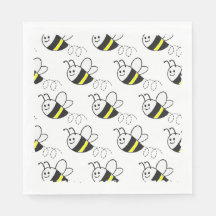 Cute Little Bee Pattern White Baby Shower