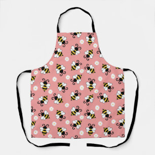 Cute little bees and daisy flowers pattern apron