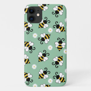 Cute little bees and daisy flowers pattern Case-Mate iPhone case