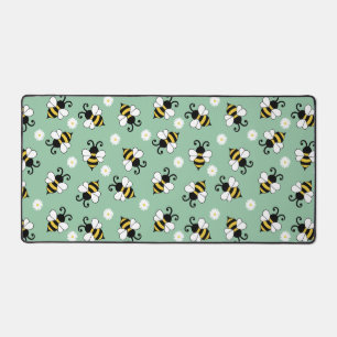 Cute little bees and daisy flowers pattern  desk mat