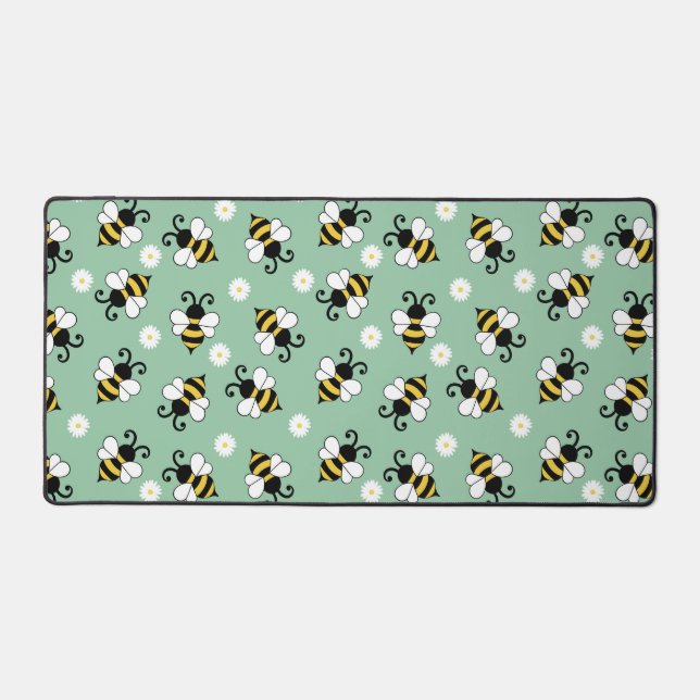 Cute little bees and daisy flowers pattern  desk mat (Front)