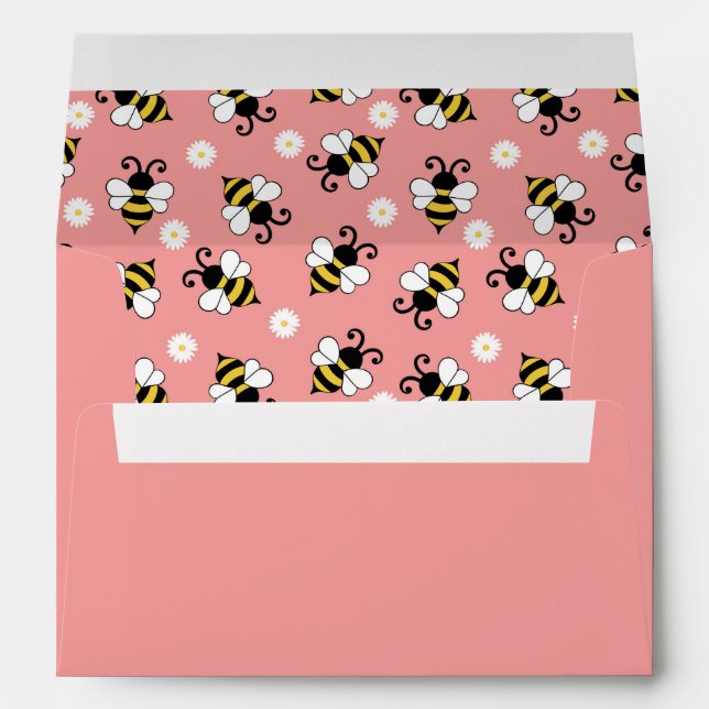 Cute little bees and daisy flowers pattern   envelope (Back (Bottom))