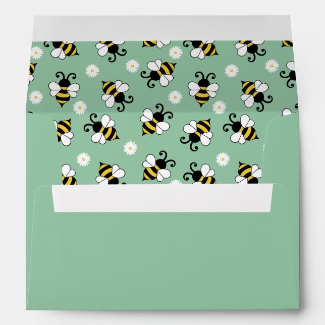 Cute little bees and daisy flowers pattern envelope (Back (Bottom))