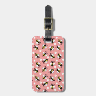Cute little bees and daisy flowers pattern luggage tag