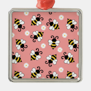 Cute little bees and daisy flowers pattern metal tree decoration