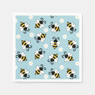 Cute little bees and daisy flowers pattern  napkin