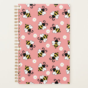Cute little bees and daisy flowers pattern planner