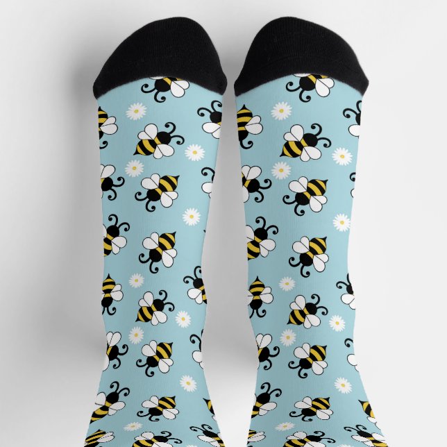Cute little bees and daisy flowers pattern  socks (Top)