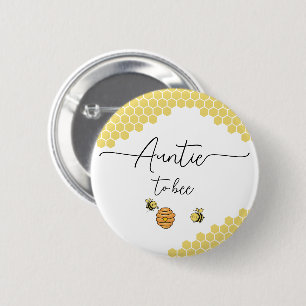 Cute Little Bees Honeycomb Auntie-to-bee Button