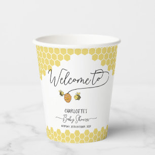 Cute Little Bees Honeycomb Baby Shower Paper Cups