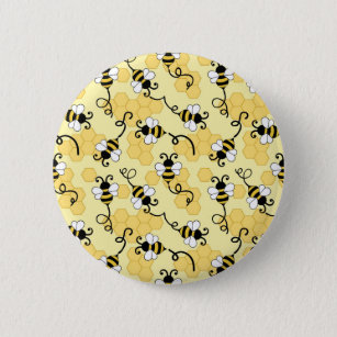 Cute little bees pattern 6 cm round badge