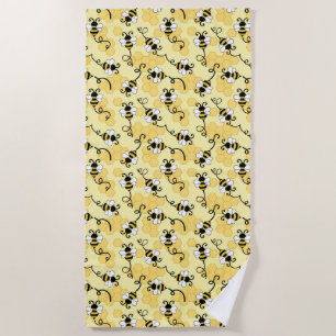 Cute little bees pattern beach towel