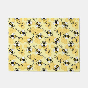 Cute little bees pattern doormat