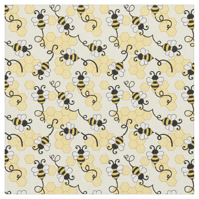 Cute little bees pattern fabric (Close Up)