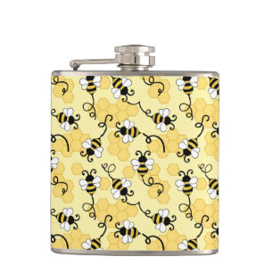 Cute little bees pattern hip flask