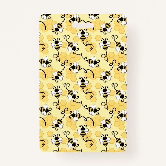 Cute little bees pattern ID badge (Front)