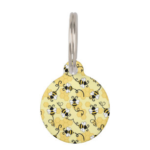 Cute little bees pattern pet tag