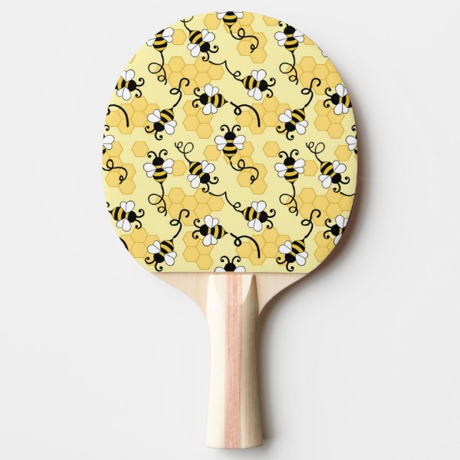 Cute little bees pattern ping pong paddle (Front)