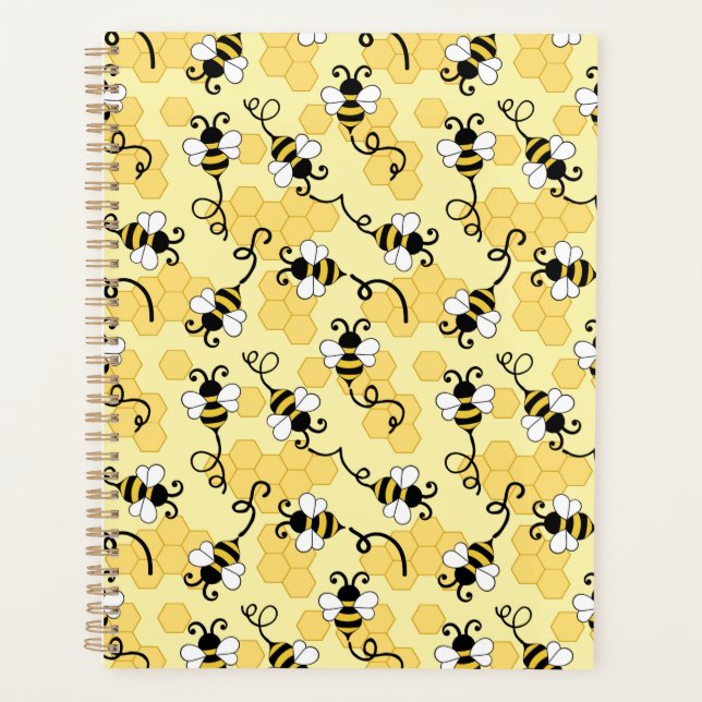 Cute little bees pattern planner (Front)