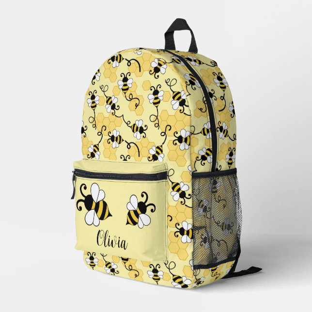 Cute little bees pattern  printed backpack (Back Corner Right)