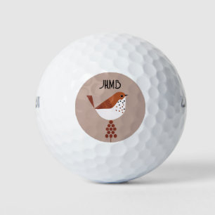 Cute Little Bird Animal Monogram Art Golf Balls