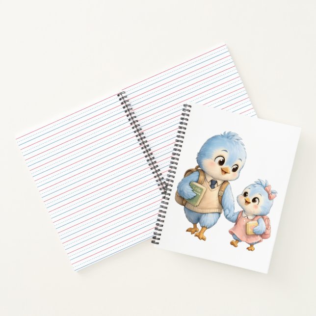 Cute Little Bird Brother Sister Writing Notebook (Inside)