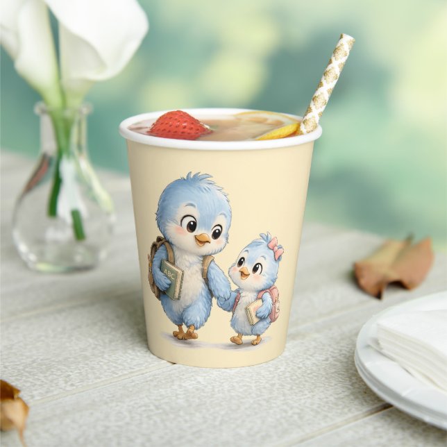 Cute Little Bird Siblings Party Paper Cup (Insitu)