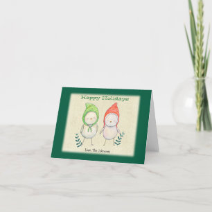 Cute Little Birds Customizable Christmas Holiday  Card