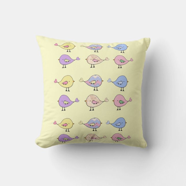 Cute little Birds Kids Nursery Throw Pillow (Front)