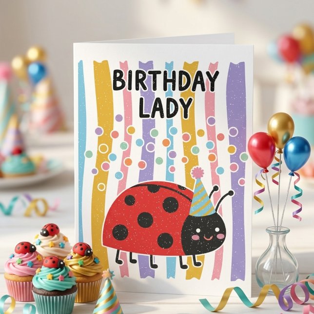 Cute Little Birthday Pun Ladybug Greeting  Card (Creator Uploaded)
