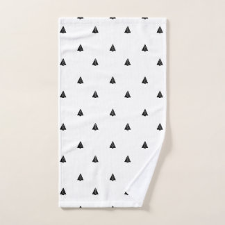 Cute little black Christmas trees hand towel 
