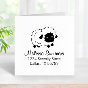 Cute Little Black Nosed Sheep Address Rubber Stamp