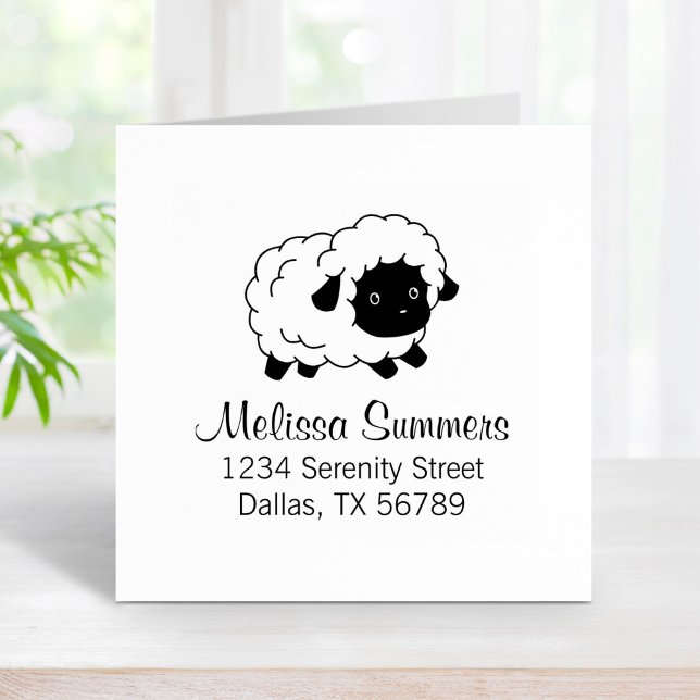 Cute Little Black Nosed Sheep Address Rubber Stamp (Creator Uploaded)