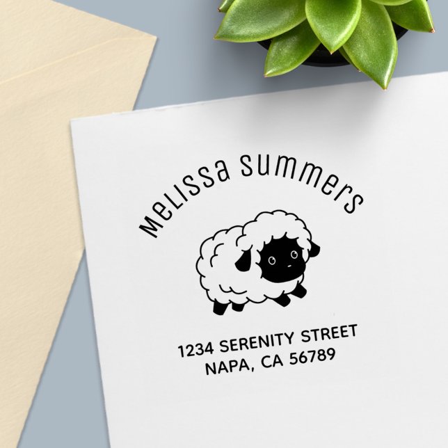 Cute Little Black Nosed Sheep Arch Address Self-inking Stamp (Creator Uploaded)