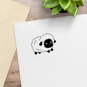 Cute Little Black Nosed Sheep Ewe 1x1 Rubber Stamp