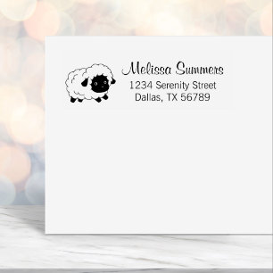 Cute Little Black Nosed Sheep Ewe Return Address Self-inking Stamp