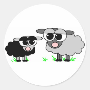 Cute Little Black Sheep & Big Grey Sheep Stickers