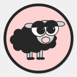Cute Little Black Sheep Black and Pink Stickers